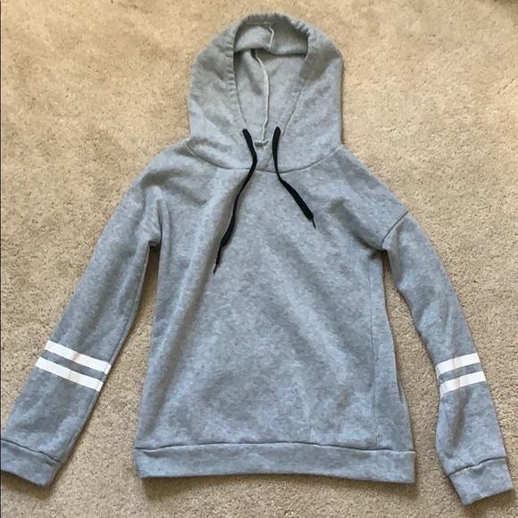Grey Hoodie with Trendy White Stripes - Picture 1 of 1